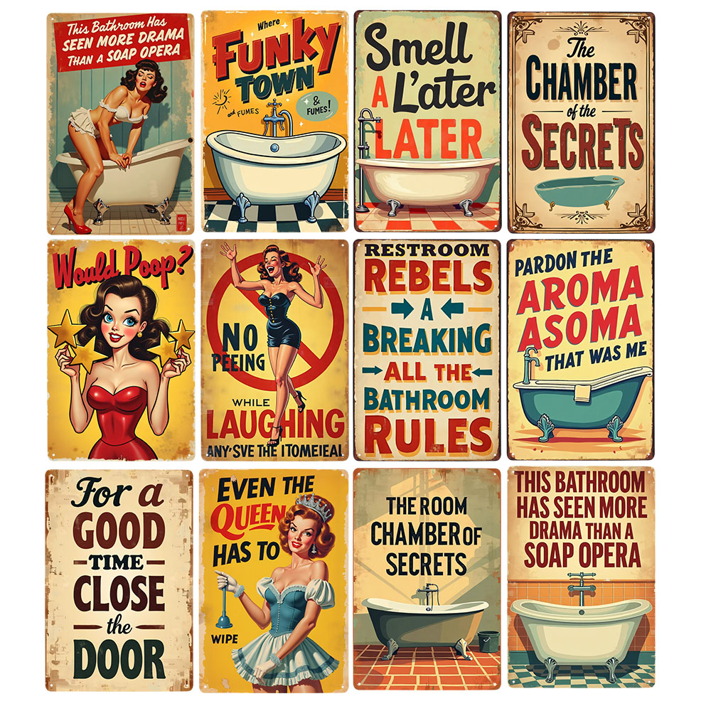 Home Bathroom Decor Ideas - Divertidas reglas de baño, letrero de