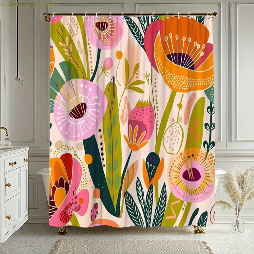 Home Bathroom Decor Ideas - Cortina de Ducha con Patrón Floral