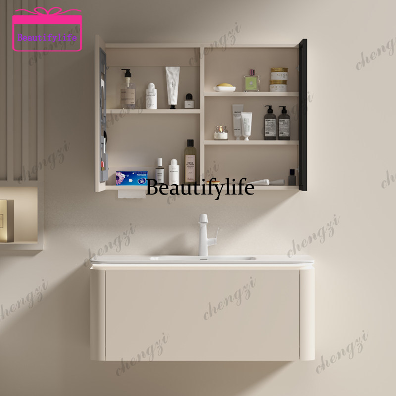 Bathroom Cabinet Mirror - Mueble de baño A17 color gris