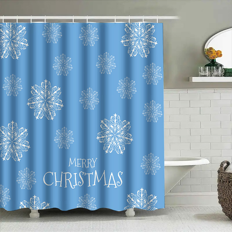 Home Bathroom Decor Ideas - Cortina de ducha navideña con copos