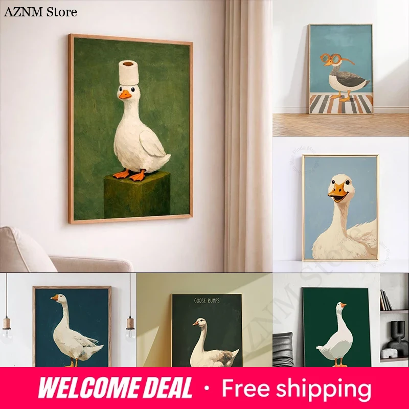 Home Bathroom Decor Ideas - Póster de pato y ganso, arte