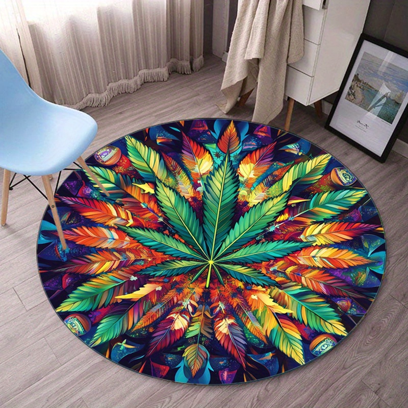 Home Bathroom Door Design - Alfombra redonda de Mandala de plumas