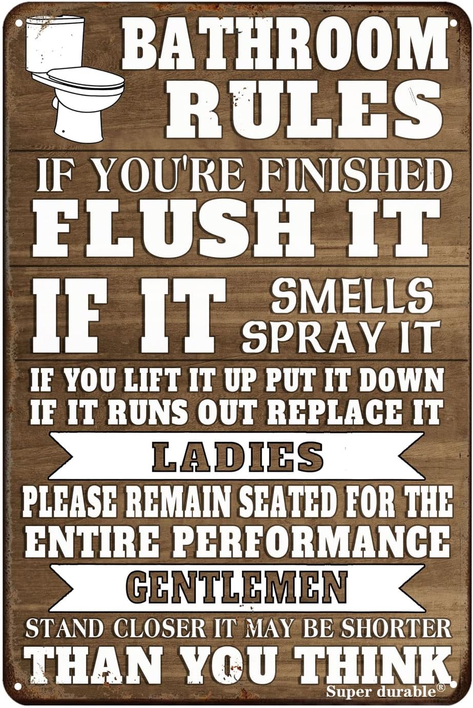 Home Bathroom Quotes - Letrero Metálico Divertido con Reglas para