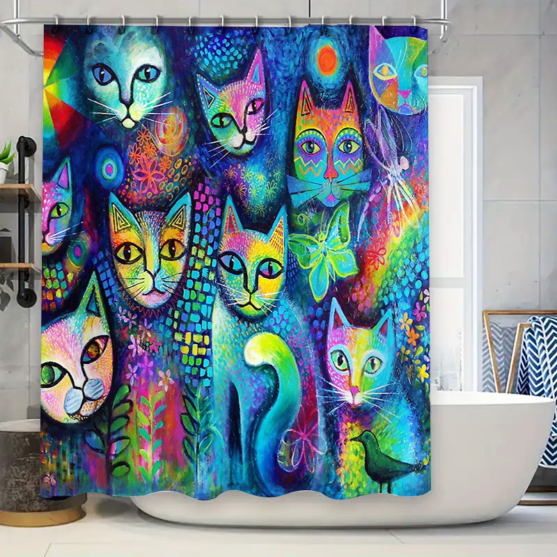 Home Bathroom Decor Ideas - Cortina de ducha de gato, decoración