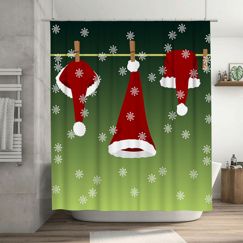 Home Bathroom Decor Ideas - TU-cortina de ducha navideña festiva, Papá