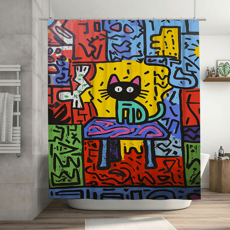 Home Bathroom Remodel - Cortina de ducha con grafiti de
