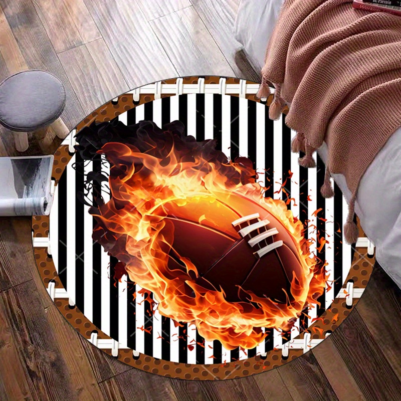 Home Bathroom Decor Ideas - Alfombra redonda de fútbol llameante para