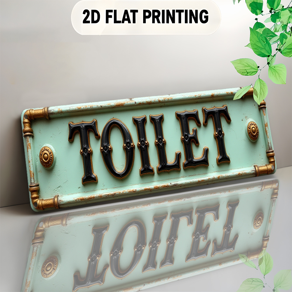 Home Bathroom Decor - Letrero de inodoro plano y vintage