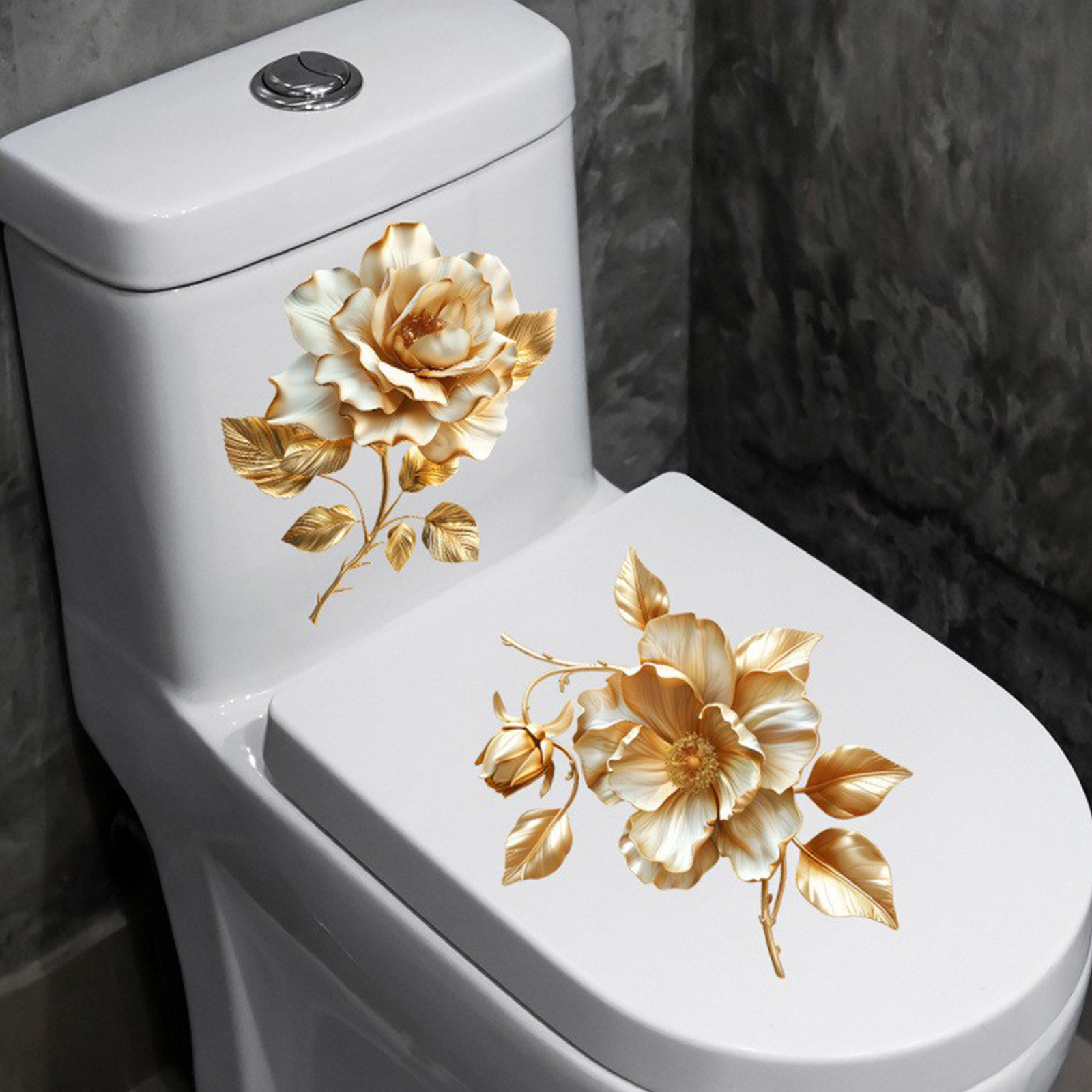 Home Of The Year Bathroom - 2 pegatinas florales para inodoro para