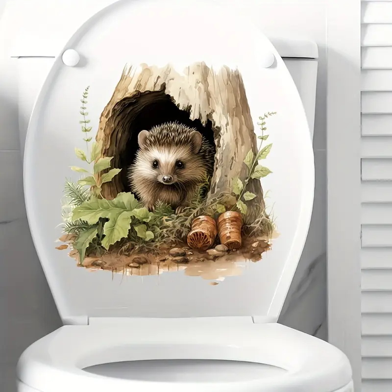 Home Bathroom Door Design - Calcomanía con agujero de erizo pequeño,