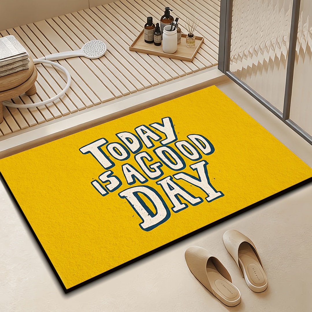 Home Bathroom Quotes - Alfombra amarilla para puerta con cita