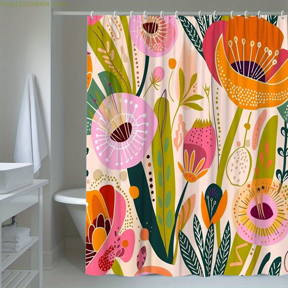 Cortina de Ducha con Patrón Fl - Home Bathroom Decor Ideas reseña y precio