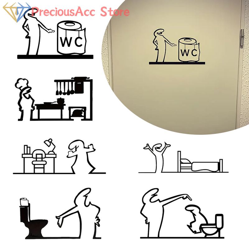La Linea-pegatinas minimalista - Home Bathroom Door Design reseña y precio