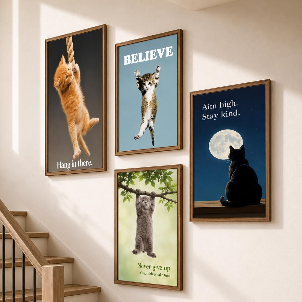 Póster de Gatos Divertidos y M - Home Bathroom Quotes reseña y precio