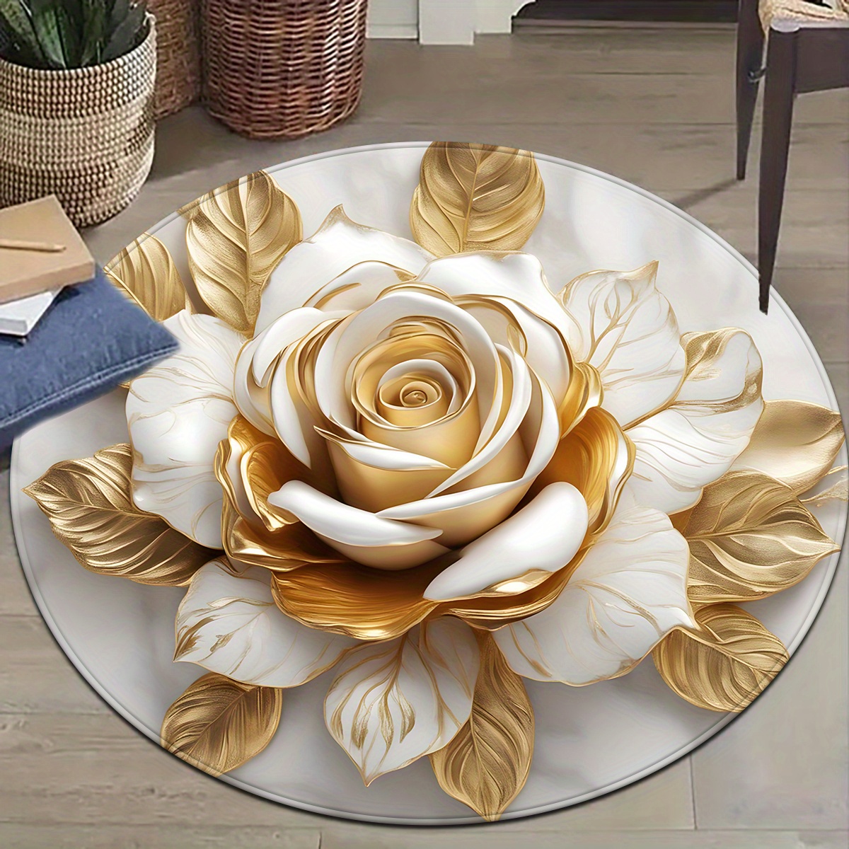 Alfombra redonda rosa de oro b - Home Bathroom Door Design reseña y precio