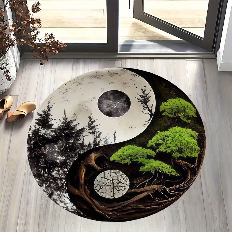 Alfombra redonda de escena noc - Home Bathroom Door Design reseña y precio