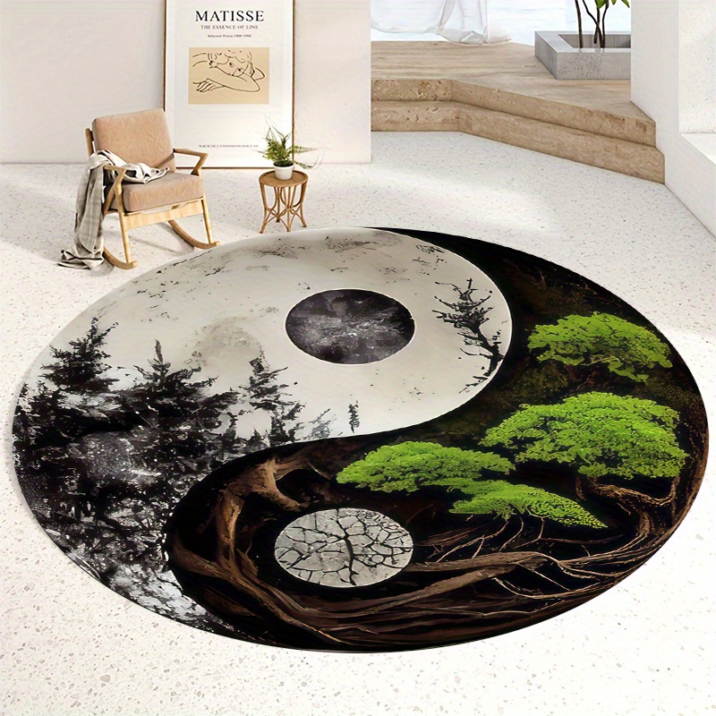 Alfombra redonda de escena noc - Home Bathroom Door Design reseña y precio