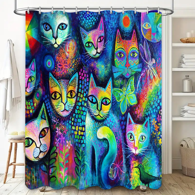 Cortina de ducha de gato, deco - Home Bathroom Decor Ideas reseña y precio
