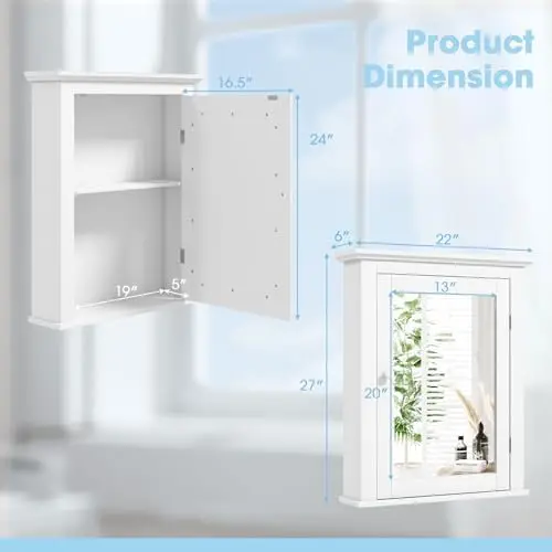 Botiquín blanco con espejo, al - Bathroom Cabinet Mirror reseña y precio
