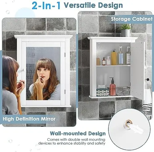 Botiquín blanco con espejo, al - Bathroom Cabinet Mirror reseña y precio