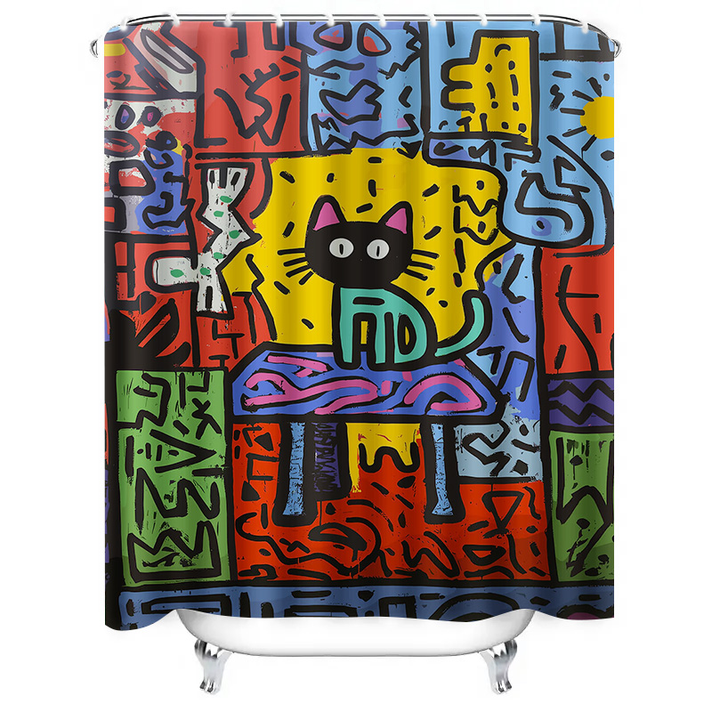 Cortina de ducha con grafiti d - Home Bathroom Remodel reseña y precio