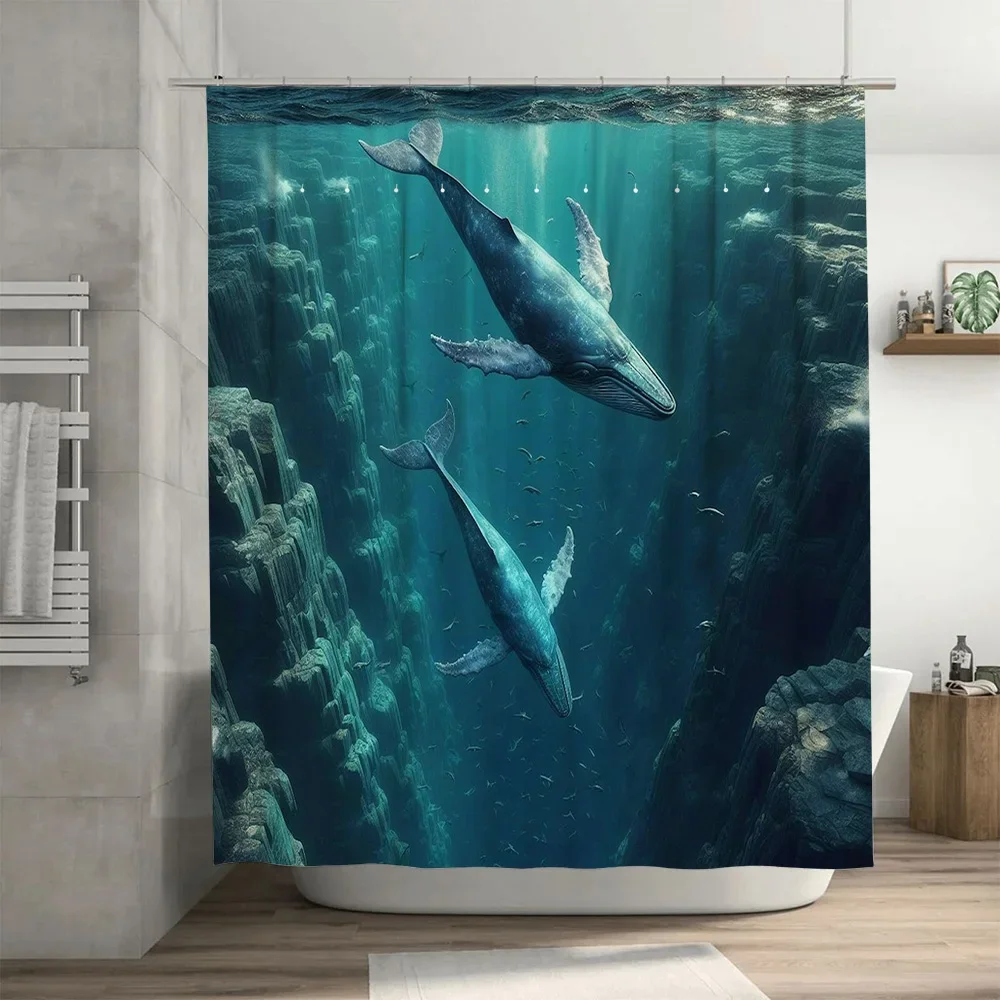Cortina de ducha de ballena im - Home Bathroom Remodel reseña y precio
