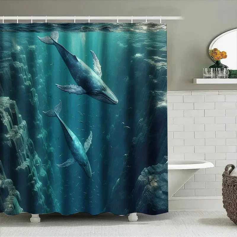 Cortina de ducha de ballena im - Home Bathroom Remodel reseña y precio