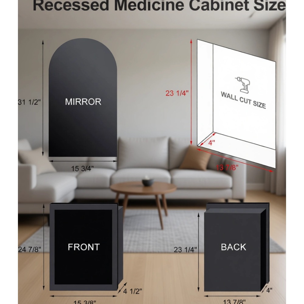 Botiquín Arqueado Empotrado co - Bathroom Cabinet Mirror reseña y precio